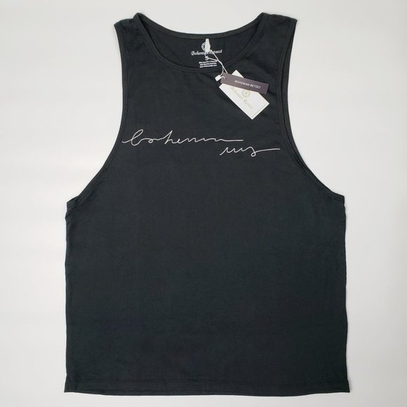 BOHEMIAN RETROCI MEN'S SPORT BR PRINT TANK TOP (EACH) - BLACK/WHITE - Picture 2 of 4